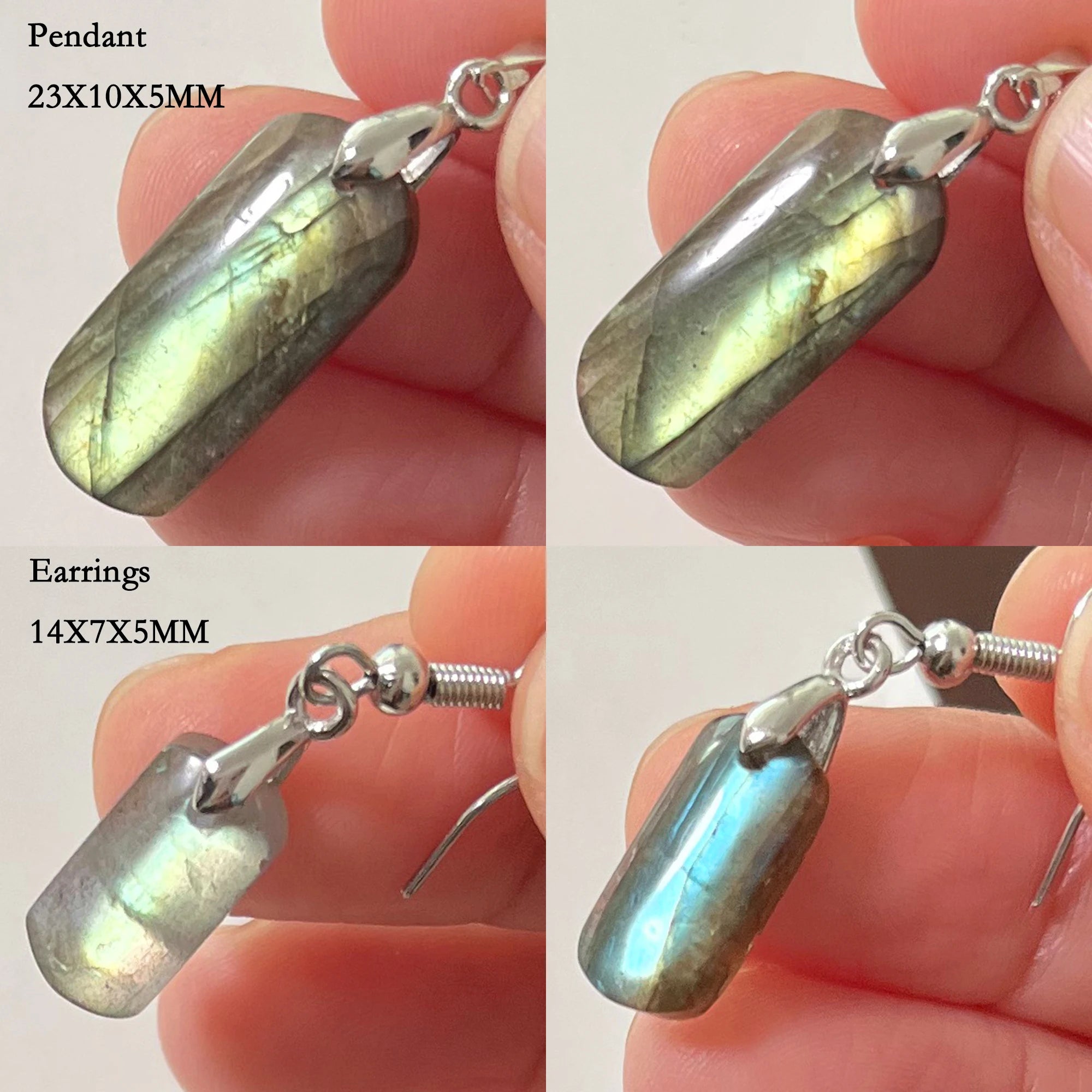 Women Men Irregular Shape Bead Natural Stone Blue Labradorite Earrings