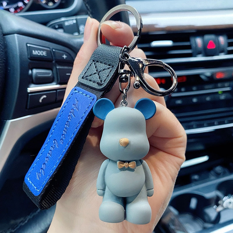 Cute Resin Keychain Charm Tie The Bear Pendant For Women Bag Car KeyRing Mobile Phone Fine Jewelry Accessories Kids Girl Gift - Charlie Dolly
