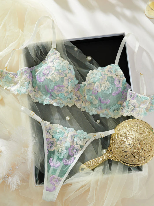 Ellolace Fancy Lingerie Sexy Delicate Underwear Lace Embroidery Bilizna Set Fairy Intim Goods Onlyfans Kit Beautiful Brief Sets