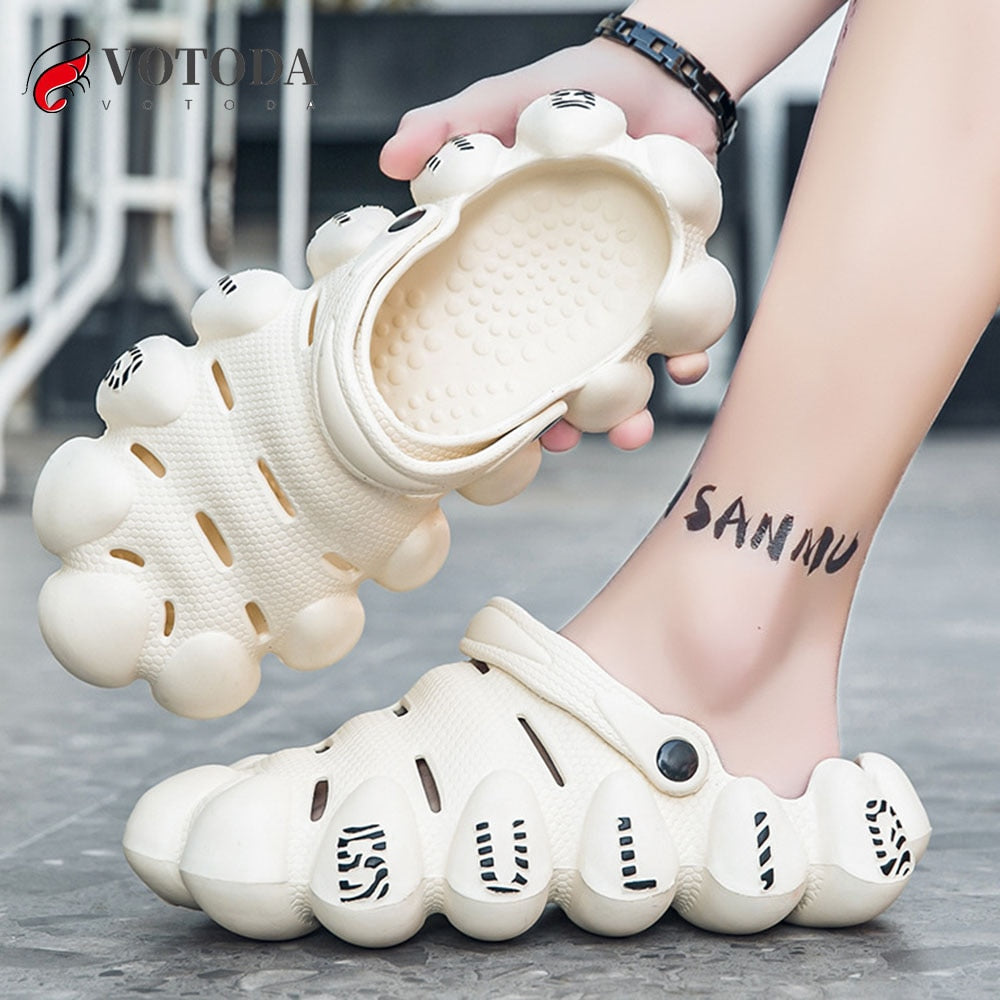Summer Men Sneakers Slippers Bubble Slides Soft EVA Thick Sole Sandals Fashion Outdoors Hollow Clogs Women Man Beach Shoes