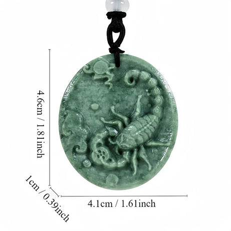 Dark Green Jade Dragon Fox & Owl Pendant Necklace, Carved Amulet Zodiac Talisman