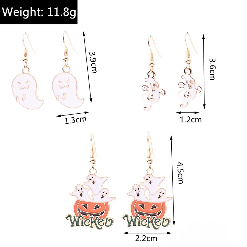 Aihua Fashion Halloween Earrings Enamel Ghost Pumpkin Skeleton Mummy Bat Drop Earrings For Women Halloween Night Party Jewelry - Charlie Dolly