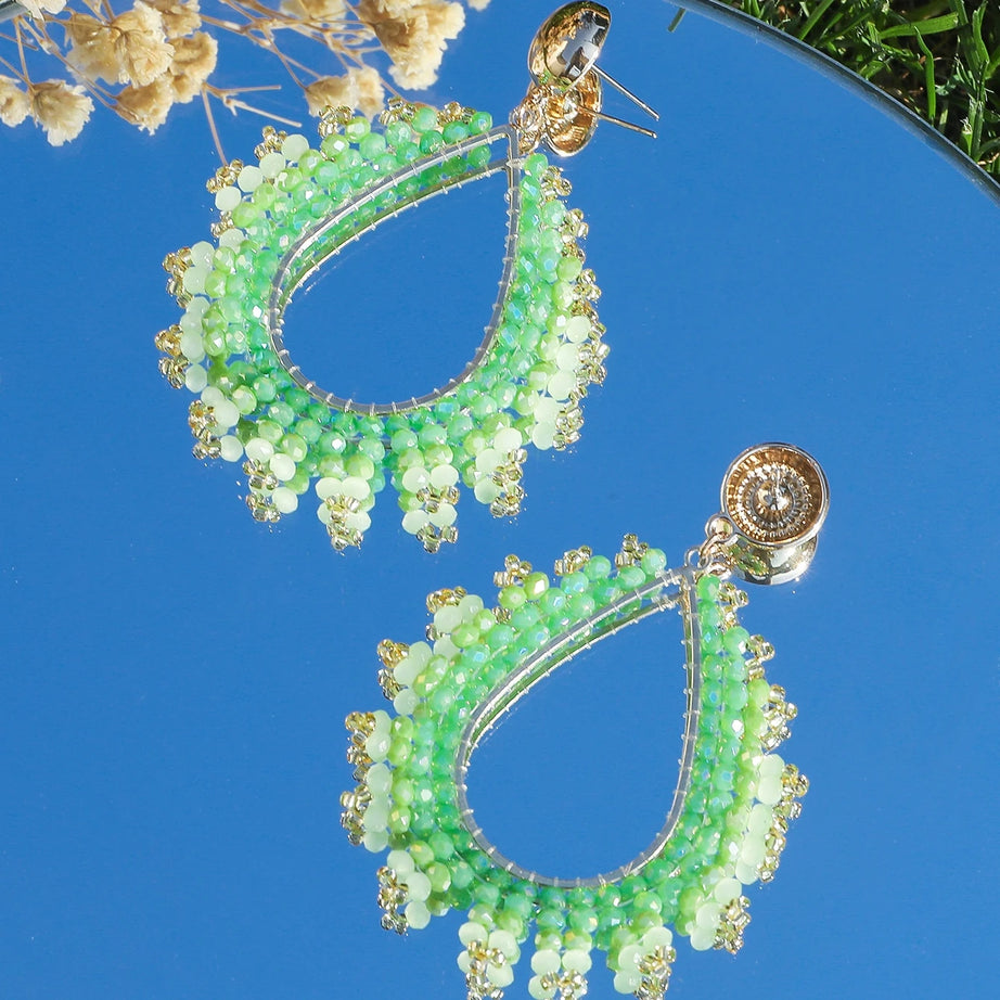 Crystal Bead Waterdrop Statement Earrings Jewelry