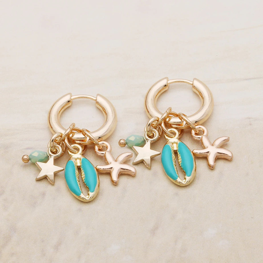 Pendant Earrings For Woman Boho Natural Stone Clover Malachite Powder Crystal Bohemia Charm Ear Luxury Quality Jewelry Girls - Charlie Dolly