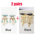 Original Cute Cloud Blue Rain Drop Dangle Earrings For Women 2022 Sweet White Glaze Charming Jewelry - Charlie Dolly