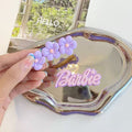 Kawaii Barbie Letter Purple Flower Hairpin Sweet Cartoon Y2K Girls Side Clip Cute All-Match Female Hairpin Clip Headdress Gifts - Charlie Dolly