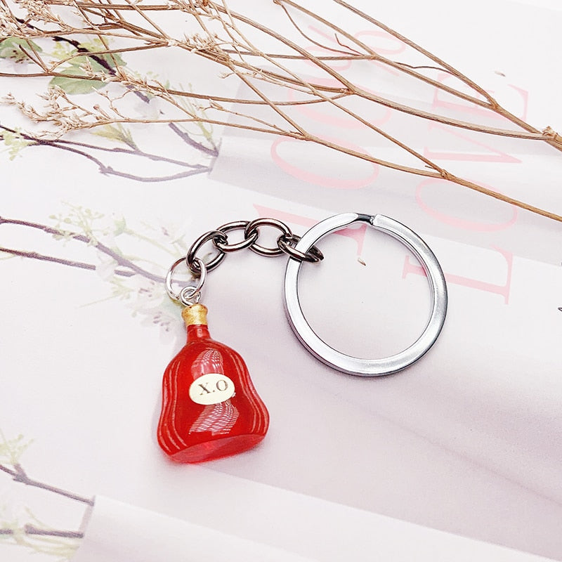 Wine Bottle Keychain Resin Simulation Mini Beer Cocktail Men Women Boyfriend Key Chain Alcohol Lovers Father's Day Gift - Charlie Dolly