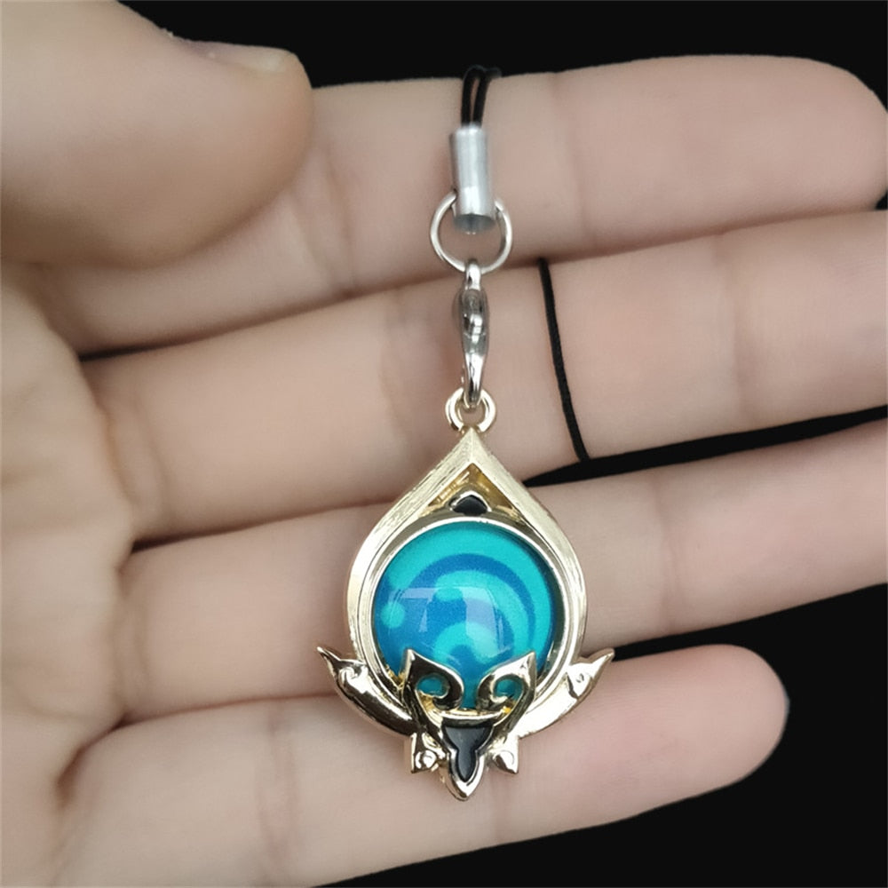 Game Genshin Impact Keychain Luminous 7 Element Double-Side Glass Pendant Weapons Eye Of Original Keyring Phone Charms Souvenir - Charlie Dolly