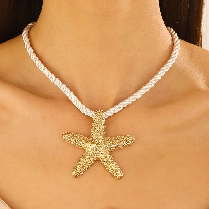 New Exaggerated Boho Large Metal Starfish Stud Earrings for Women Ladies Trendy Summer Gold Color Earrings Fashion Jewelry