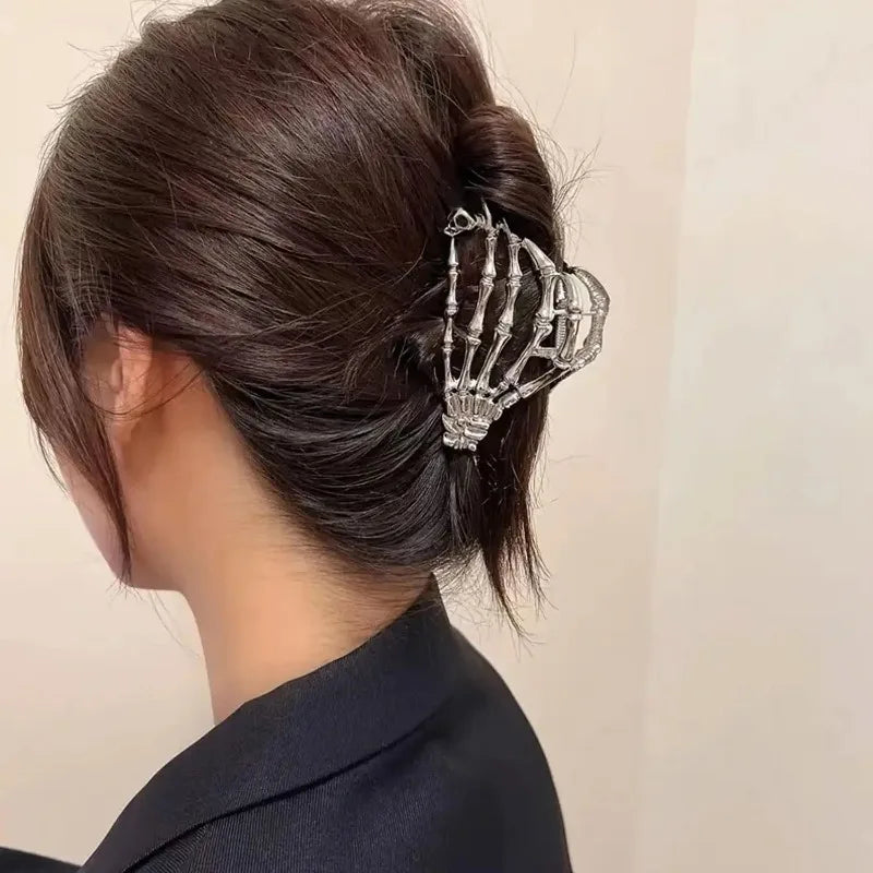 New 2023 Halloween Spider Skeleton Hair Claw Clips for Women Jewelry Accessories Black Silver Gold Large Barrette Party Headwear - Charlie Dolly