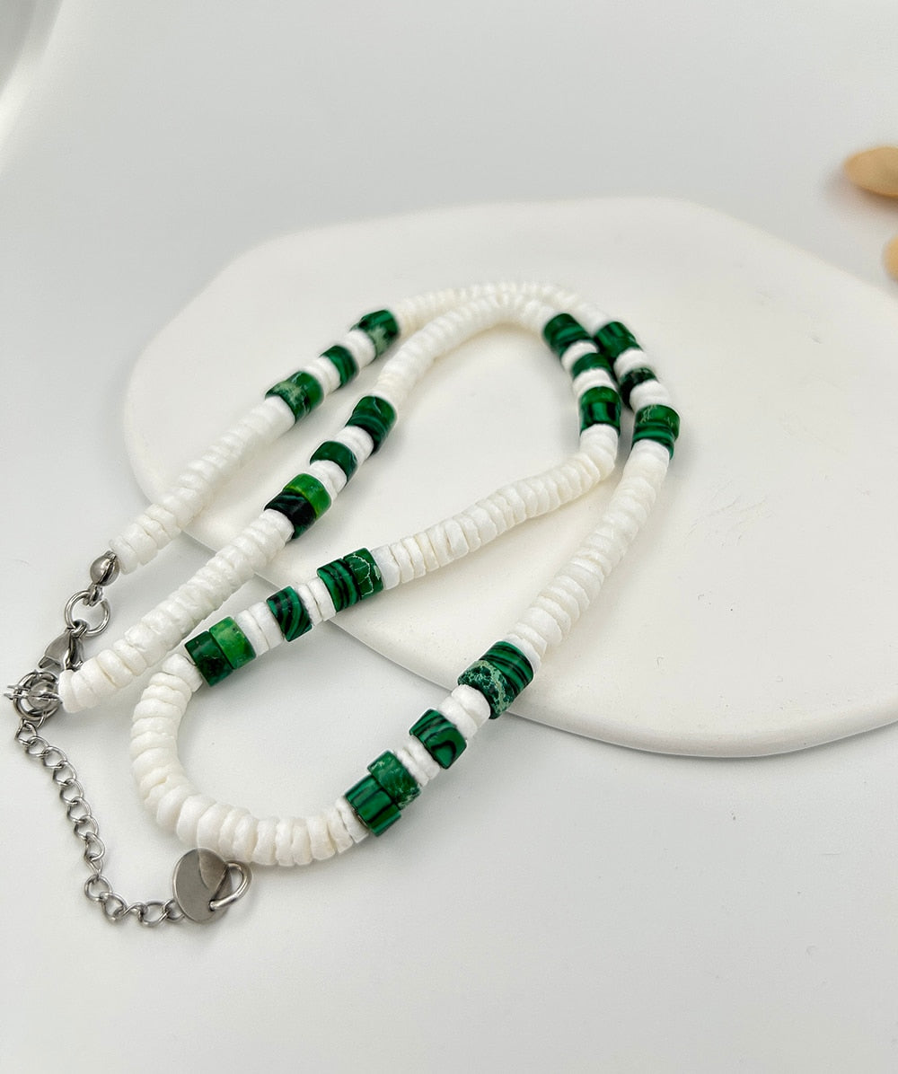 Bohemian Hawaii Puka White Clam Chip Shell Necklace Natural Stone Chip Necklace Summer Beach Statement Jewelry - Charlie Dolly