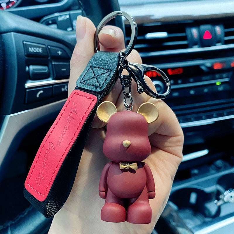 Cute Resin Keychain Charm Tie The Bear Pendant For Women Bag Car KeyRing Mobile Phone Fine Jewelry Accessories Kids Girl Gift - Charlie Dolly