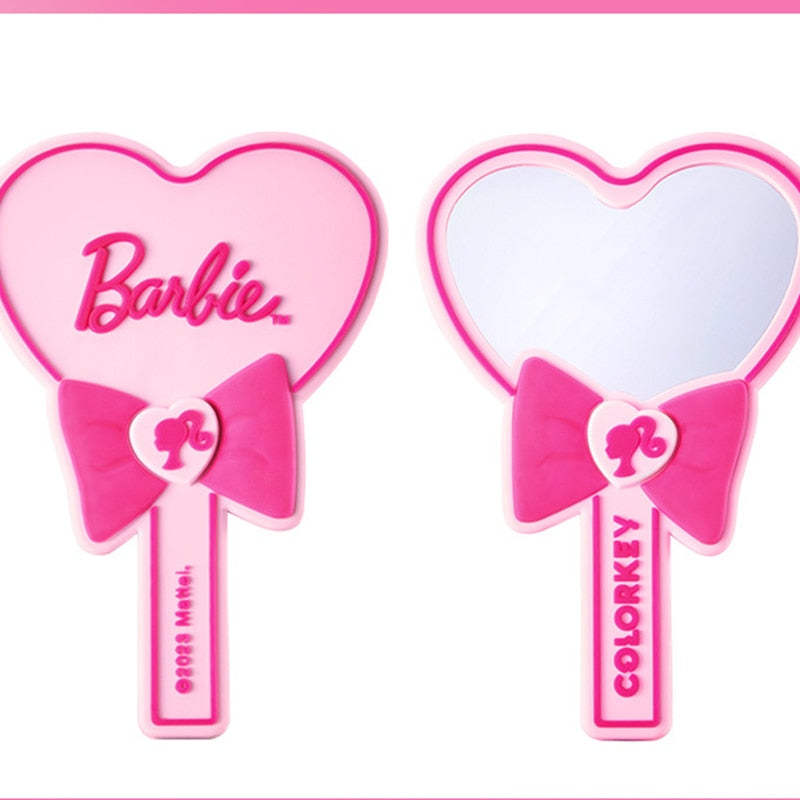 Fashion Girls Barbie Cosmetic Handheld Mirror Anime Kawaii Pink Hairpin Shark Clip Comb Ladies Handle Makeup Mirrors Accessories - Charlie Dolly