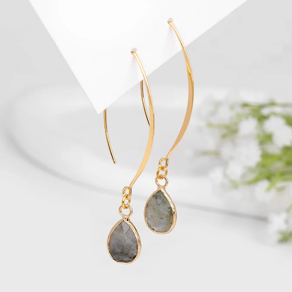Tear Drop Earings For Women Natural Amethysts Pendant Drop Earrings Elegant Party Jewelry Women Long Dangle Earrings Femme Gifts