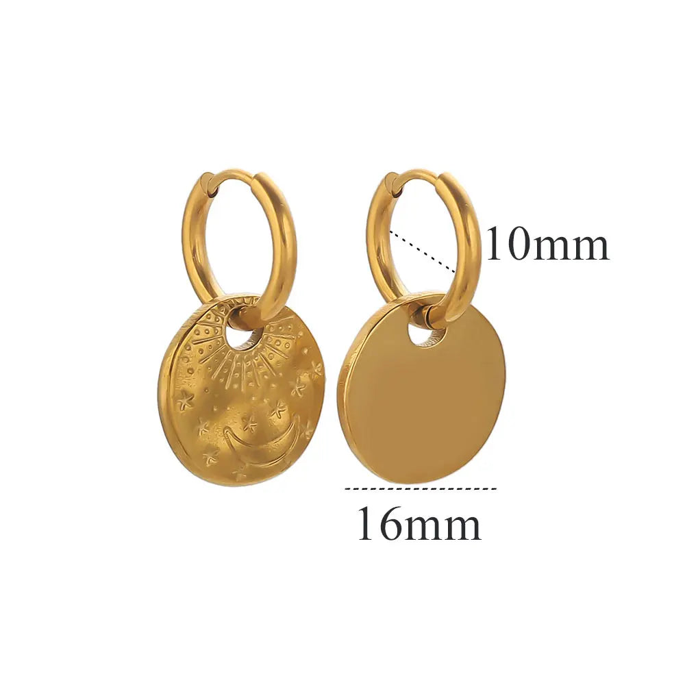 PVD Golden Stainless Steel Hoop Earrings Craftsmanship Mysterious Jewelry Accessories Dangle  Earrings for Women Gift Daily Boho
