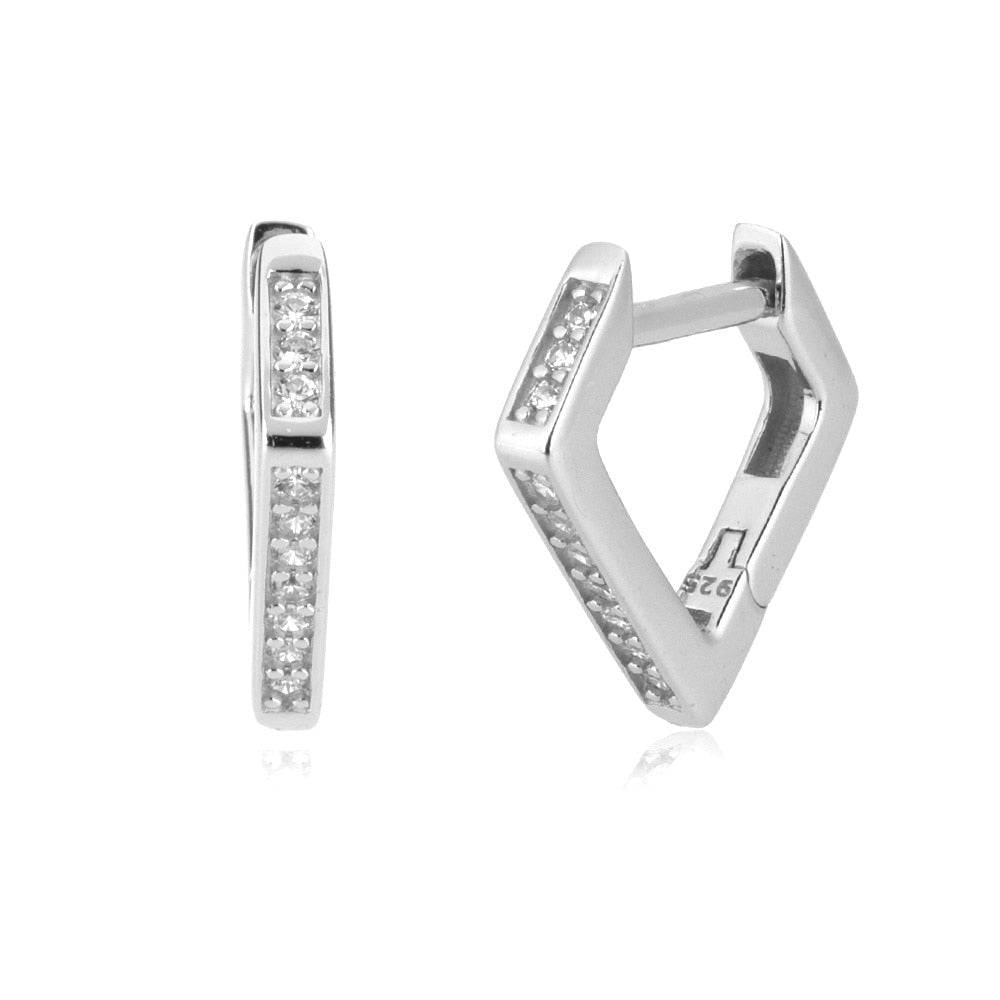 ANDYWEN 925 Sterling Silver Rhombus Triangle Zircon CZ Crystal Huggies Hoops 2021 Piercing Luxury Pendiente Jewelry Rock Punk - Charlie Dolly