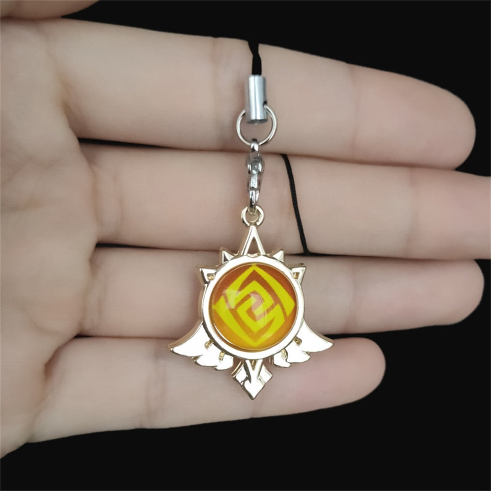 Game Genshin Impact Keychain Luminous 7 Element Double-Side Glass Pendant Weapons Eye Of Original Keyring Phone Charms Souvenir - Charlie Dolly