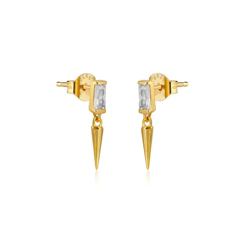 CRMYA Unique gold-plated CZ Stud Earrings For Women Cubic Zirconia Pendientes Boho Luxury Fashion Jewelry