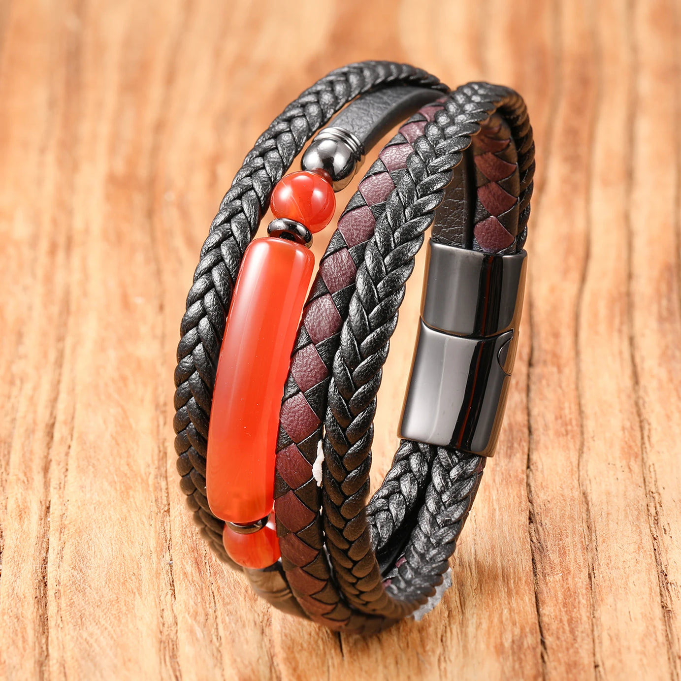 Stone & Leather Wrap Bracelet