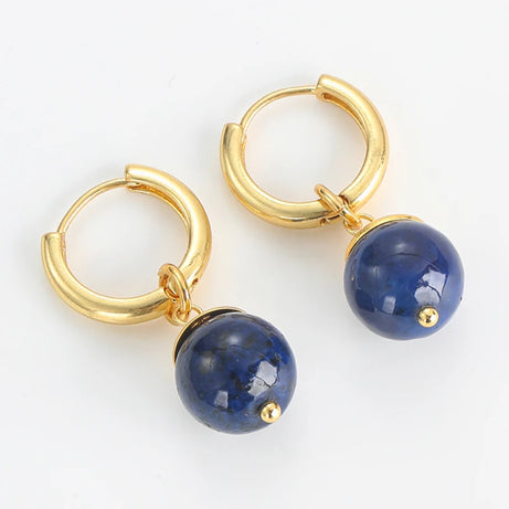 Vintage Lapis Lazuli Drop Earrings Hoop Gold Color High Quality Luxury Quality Jewelry Natural Stone Accessories Women Gift 2025 - Charlie Dolly