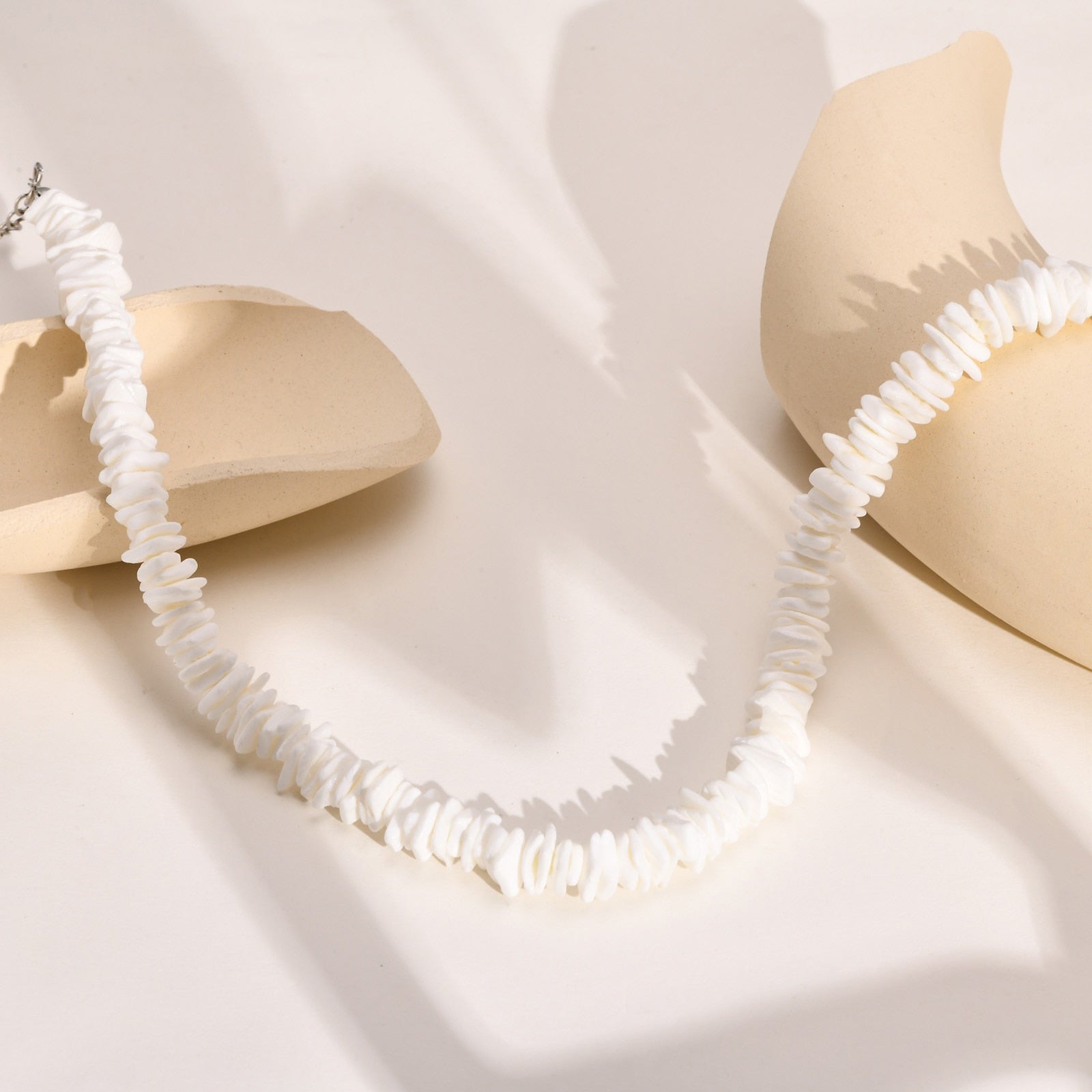 Bohemian Puka Shell Chain Necklace ,  Hawaiian Beach SeaShell Choker Necklace Womens Gift - Charlie Dolly