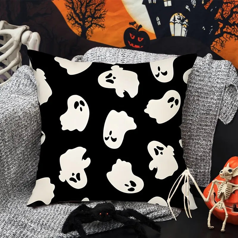 Halloween Pumpkin Ghost Pillowcase Happy Halloween Party Decorations For Home 2024 Trick or Treat Spider Bat Cat Pillow Covers - Charlie Dolly