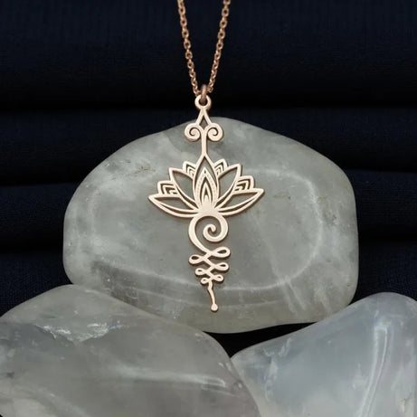 Hollow Lotus Flower Pendant Boho Necklace, Simple Sacred Bloom Talisman