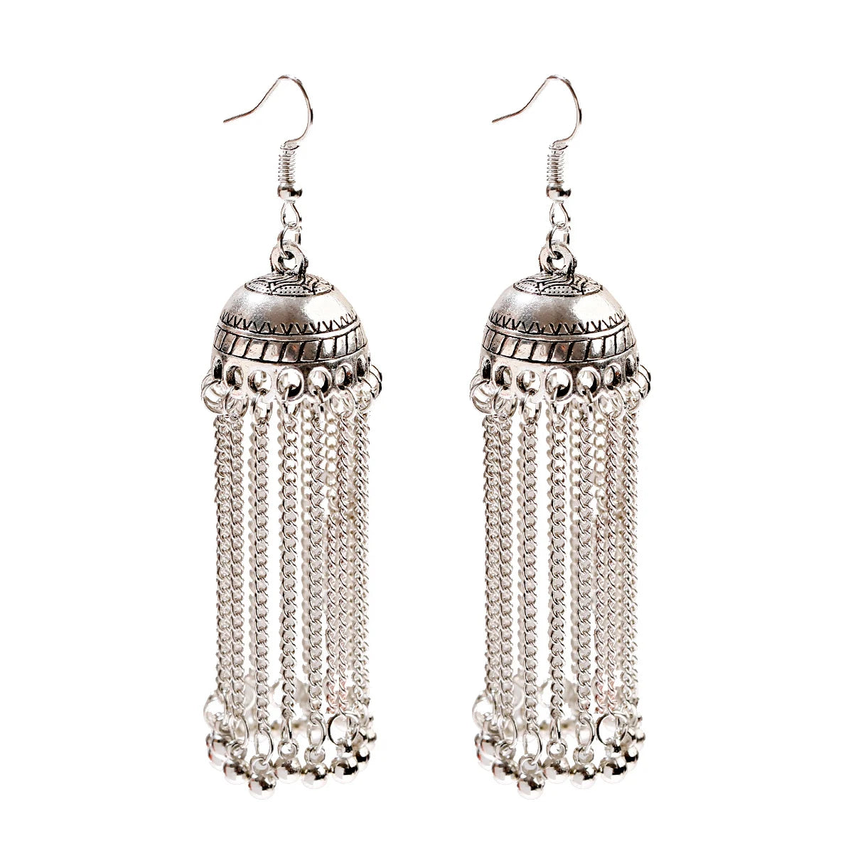 Indian Jhumka Earrings Gold Sliver Color Big Bells Drop Long Tassel Earring For Women Boho Gypsy Jewelry Gift