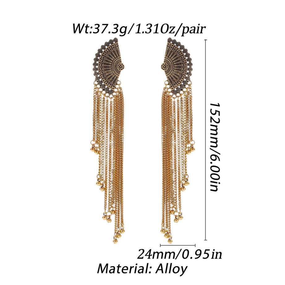 الهندي Jhumka أقراط الذهب الشظية اللون أجراس كبيرة قطرة طويلة شرابة القرط للنساء بوهو الغجر مجوهرات هدية
