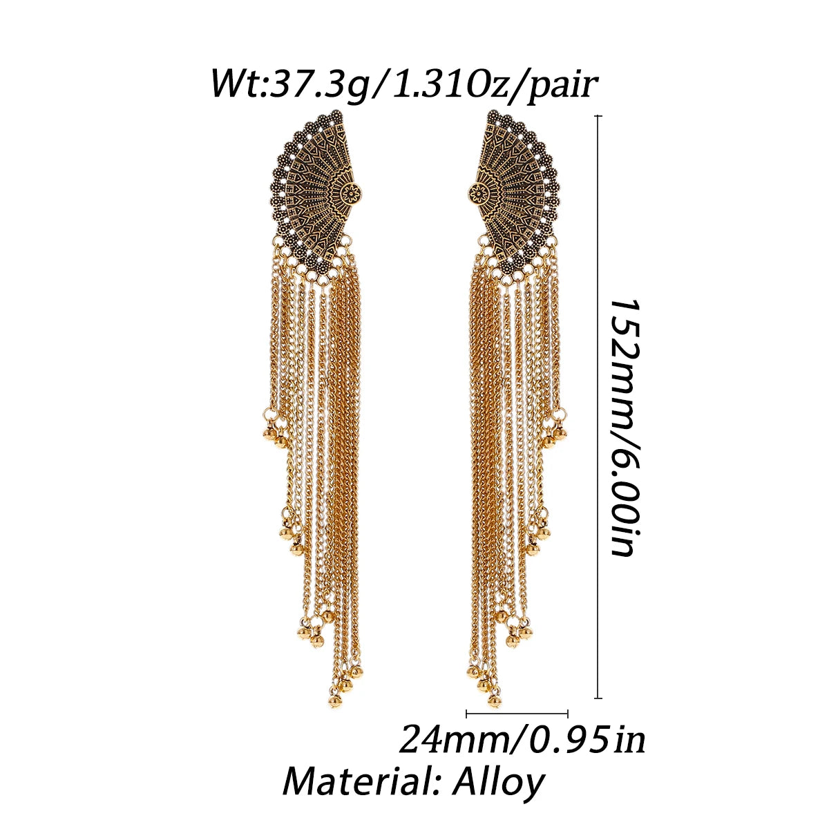Indian Jhumka Earrings Gold Sliver Color Big Bells Drop Long Tassel Earring For Women Boho Gypsy Jewelry Gift