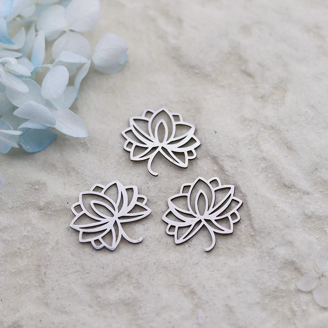 3PCS DIY Amulet Lotus Flower Yogo Buddha Stainless Steel Pendant Charm For Jewelry Making Necklace Religion Crescent diy Supplie