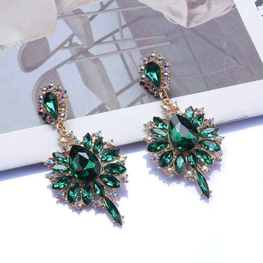 Crystal Water Drop Long Statement Earrings Jewelry