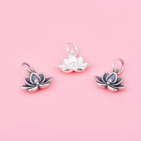 S925 Sterling Silver Anemone Lotus Pendant Braided Rope Necklace, Handmade Talisman