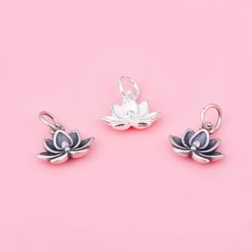 S925 Sterling Anemone Lotus Pendant Braided rope Hand string beaded bracelet necklace Handmade diy accessories