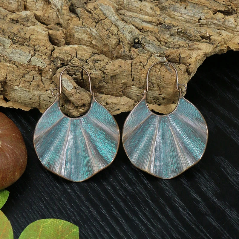 Vintage Boho Blue Stone Beaded Drop Earrings For Women Tassel Ethnic Geometric Flower Leaf Long Dangle Earrings Trendy Jewelry