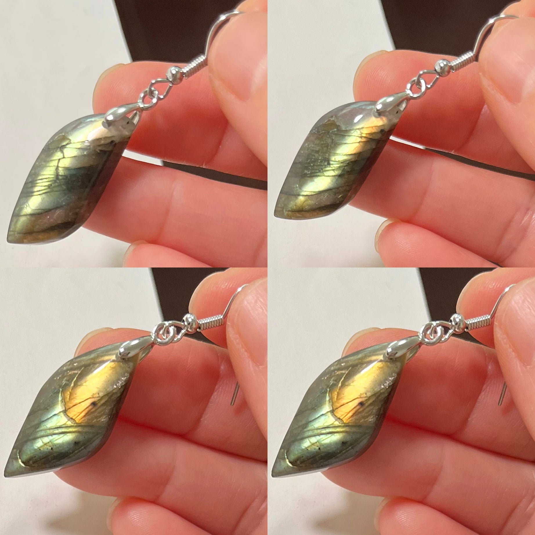 Blue Labradorite Pendant & Earrings Set, Raw Natural Stone Unisex Boho Jewelry