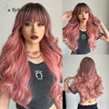 La Sylphide Synthetic Hair Wigs Cosplay Wig Long Wave Root Black Ombre Pink for Woman Heat Resistant Fiber Daily Party Wig - Charlie Dolly