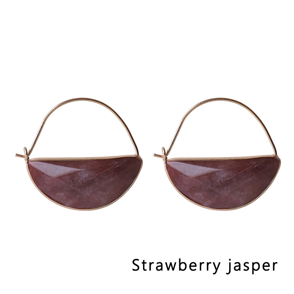 Moon Shape Natural Gemstone Earrings for Women Amethyst Earrings Wedding Festival Jewelry Gifts for Women