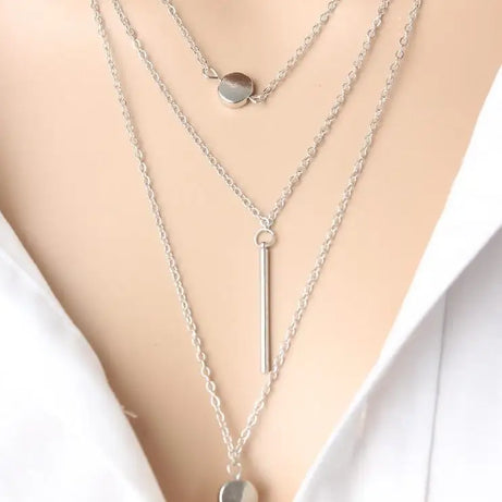 Minimalist Coin Multilayer Chain Necklace Jewelry