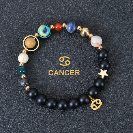 Zodiac Constellation Crystal Bracelet, 12 Signs Natural Stone Beaded Amulet