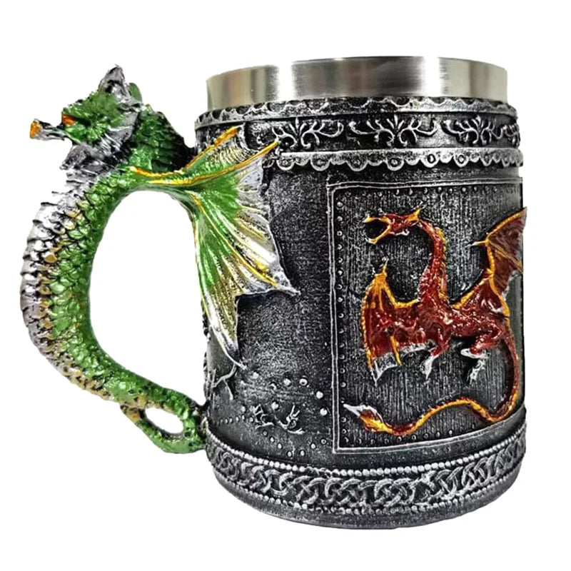 Myths And Legends Red Flying Dragon Beer Cup Coffee Cup Mug With Green Dragon Handle Great Gift For Dragon Lovers Halloween Gift - Charlie Dolly