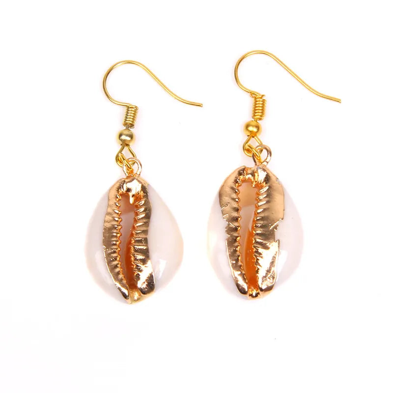 New In Natural Shell Sea Scallop Drop Earrings Boho Shell Drop Earrings for Women Femal Sea Beach Earrings Summer Jewelry Gifts