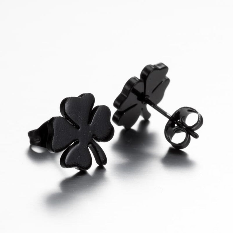 Simple Stainless Steel Leaf Stud Earrings for Women Men Hip Hop Lucky Jewelry Wedding Party Birthday Fashion Elegant Gift 2023 - Charlie Dolly