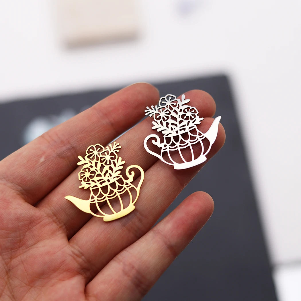 3pcs DIY Earrings Lotus Flower Yogo Buddha Stainless Steel Pendant Moon Charm For Jewelry Making Necklace Amulet Accessories