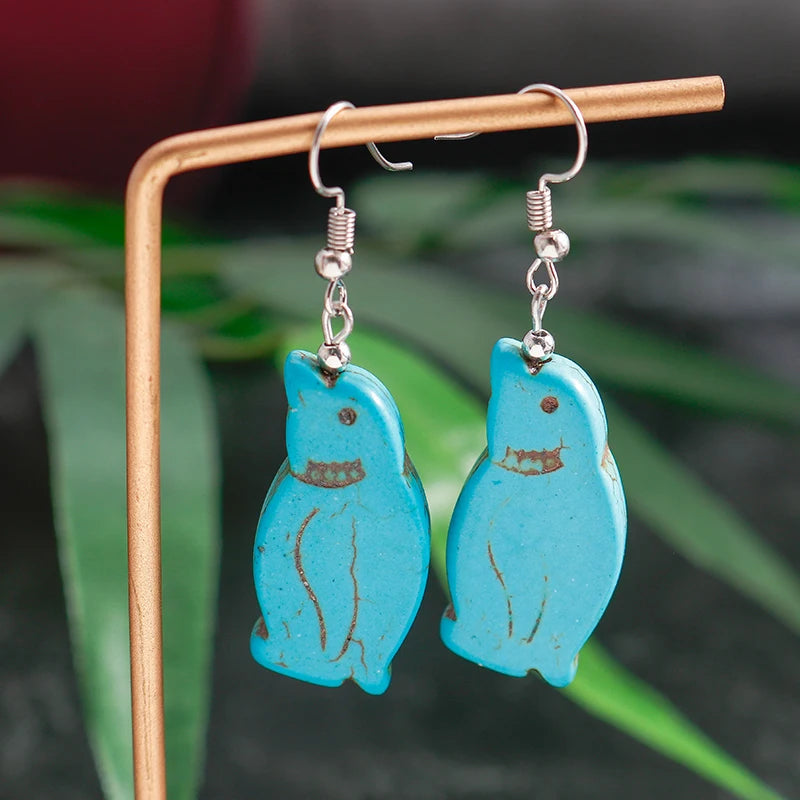 Boho Vintage Turquoise Water Drop Stud Earrings for Women Star Heart Flower Tribe Earring Statement Valentine Day Gift Jewelry