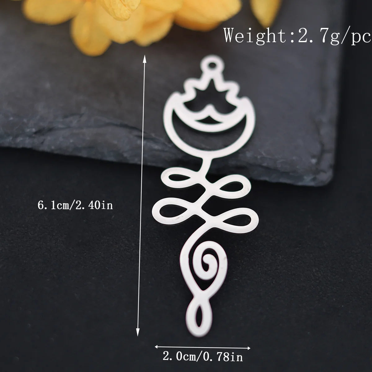 3PCS Art Line Lotus Flower Moon DIY Craft Tassels Earrings Necklace Stainless Steel Pendant Charms for Jewelry Making Accessory