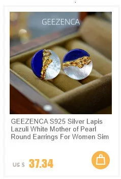 GEEZENCA 925 Silver Lapis Lazuli White Crystal Women's Drop Earrings 18K Gold Heart Waterdrop Dangle Earring Love Gift For Her