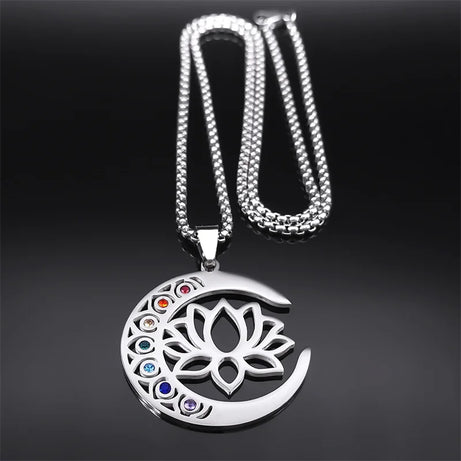 Lotus Moon Chakra Pendant, Sacred Yoga Meditation Amulet