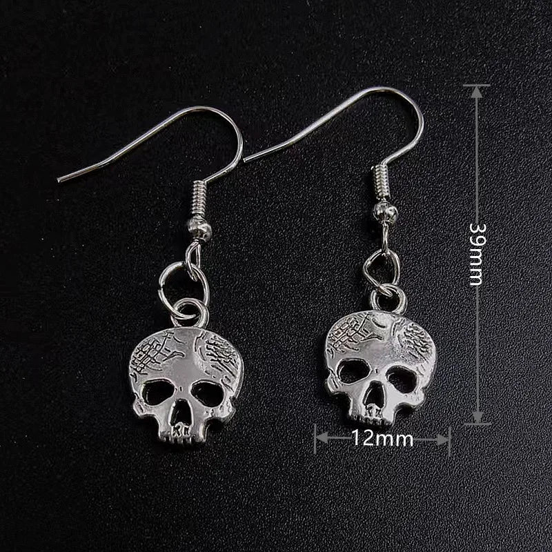 Earrings for Women Girls Drop Dangle Teens Charm Gift Party Simple Punk Cool Halloween Skull Cross Horror Skeleton Death Bat - Charlie Dolly