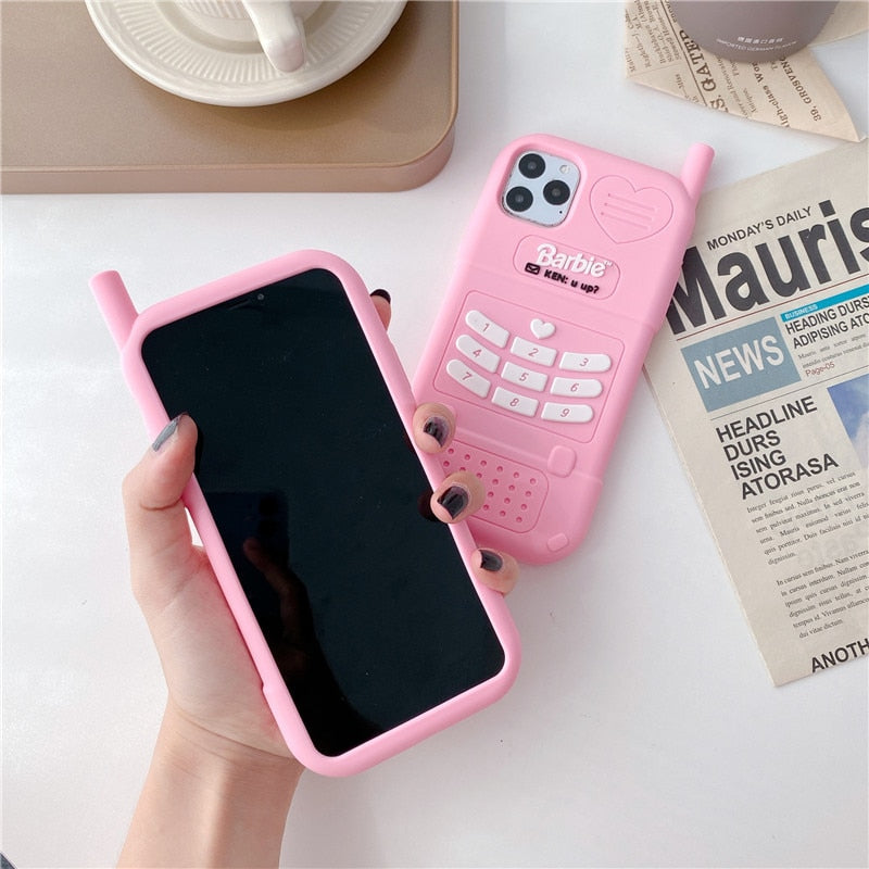 Pink Silicone Barbie Smartphone Case Y2K Girls Iphone 1213Promax Holder Fashion Female 3D Phone Cases Shell Protective Case Gift